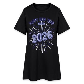 Bonne Année 2026 Célébration des feux d’artifice - Robe T-shirt Femme - noir - Devant