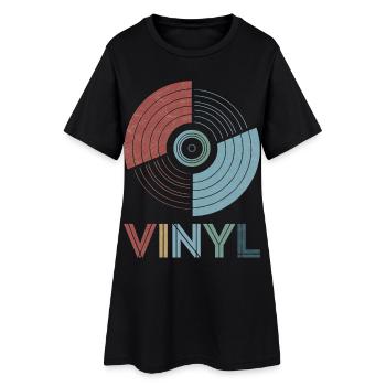 Vinyl rétro - Robe T-shirt Femme - noir - Devant