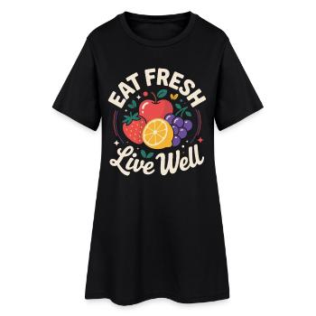 Eat Fresh Live Well - Frauen T-Shirt-Kleid - Schwarz - Vorne