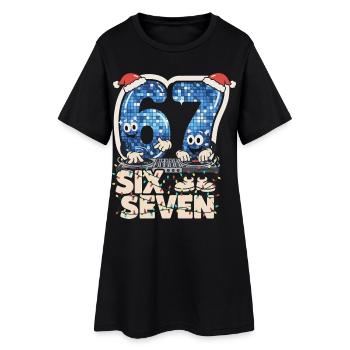 67 Six Seven 6-7 Père Noël mème italien DJ - Robe T-shirt Femme - noir - Devant