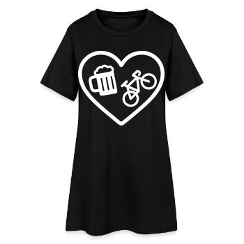 Heart Bike Bier - Frauen T-Shirt-Kleid - Schwarz - Vorne