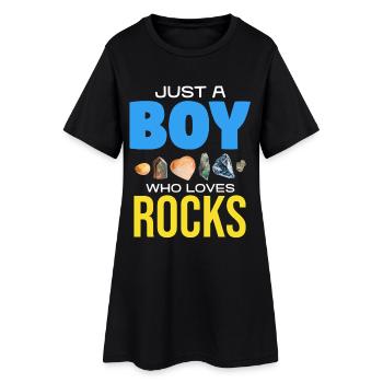 Nur ein Junge liebt Steine - Frauen T-Shirt-Kleid - Schwarz - Vorne