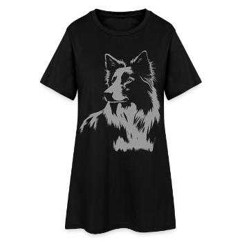 Portrait de Border Collie – Motif puissant de chien - Robe T-shirt Femme - noir - Devant