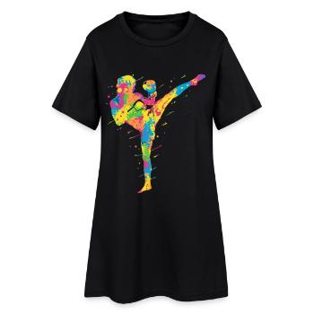 Muay Thai Kickboxer Girl Kickboxing Colorée - Robe T-shirt Femme - noir - Devant