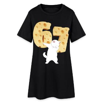 Funny 67 Meme DABBING CAT CHEESE 67TH BIRTHDAY Tee - Women’s T-Shirt Dress - black - Front