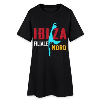 Nordsee Urlaub IBIZA FILIALE NORD Lustiges - Frauen T-Shirt-Kleid - Schwarz - Vorne