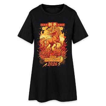Célébration du Cheval de Feu du Nouvel An 2026 - Robe T-shirt Femme - noir - Devant