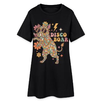 Techno disco Boar Boar Party Disco Ball Drôle - Robe T-shirt Femme - noir - Devant