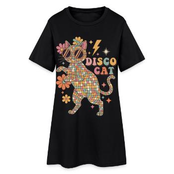 Techno Disco Cat Ball Party Drôle - Robe T-shirt Femme - noir - Devant