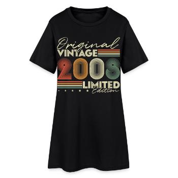 Original 2008 Jahrgang Vintage Geburtstag Retro - Frauen T-Shirt-Kleid - Schwarz - Vorne