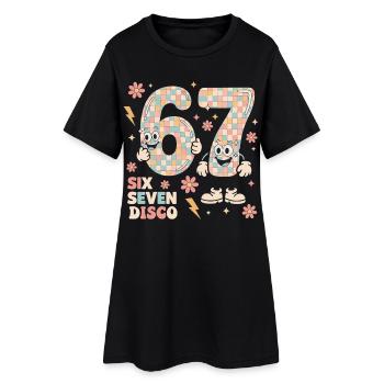 Drôle de boule disco Retro Party Cadeau Six Seven - Robe T-shirt Femme - noir - Devant