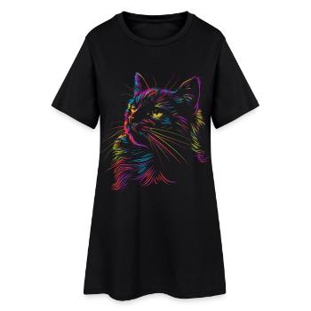 Art coloré de chats dans un style croquis - Robe T-shirt Femme - noir - Devant