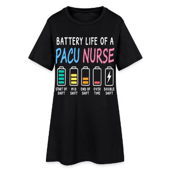 Niveau de batterie d’un soignant en salle de réveil humour - Robe T-shirt Femme - noir - Devant
