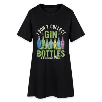 Gin, je ne collectionne pas les bouteilles de gin, je les sauve. - Robe T-shirt Femme - noir - Devant