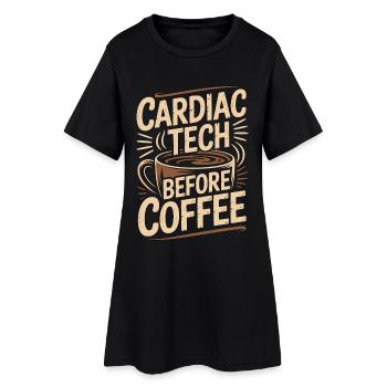 Cardiac Tech Before Coffee Echo Tech Coffee Lover - Frauen T-Shirt-Kleid - Schwarz - Vorne