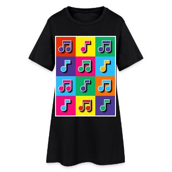 Mosaïque de notes musicales Pop Art - Robe T-shirt Femme - noir - Devant