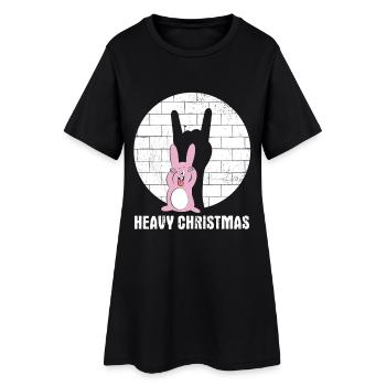 Heavy Christmas | Lustiger Metal Hase - Frauen T-Shirt-Kleid - Schwarz - Vorne