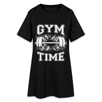 GYM TIME | Sport & Fitness | gute Vorsätze 2026 - Frauen T-Shirt-Kleid - Schwarz - Vorne