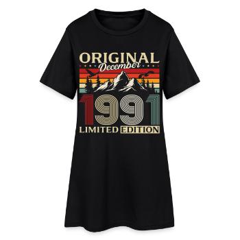 34e anniversaire Original décembre Né en 1991 - Robe T-shirt Femme - noir - Devant