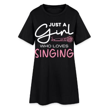 La fille adore chanter – Motif du micro - Robe T-shirt Femme - noir - Devant