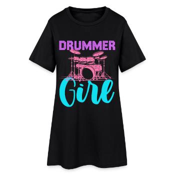 Drummer Girl Neon Pastel - Frauen T-Shirt-Kleid - Schwarz - Vorne