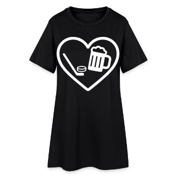 Heart Hockey Beer - Women’s T-Shirt Dress - black - Front