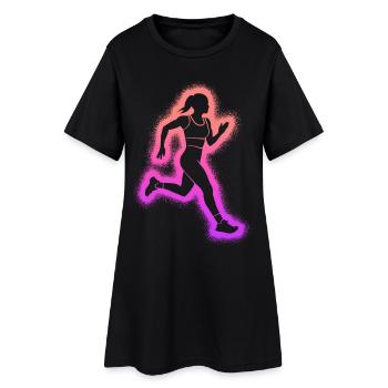Course à pied Enfants Dames Filles Coureuses - Robe T-shirt Femme - noir - Devant