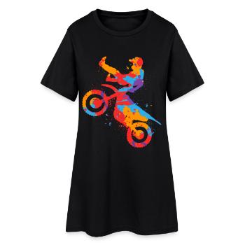Dirt Bike Colorful Motorcycle Dirt Bike Motocross Kids - Women’s T-Shirt Dress - black - Front