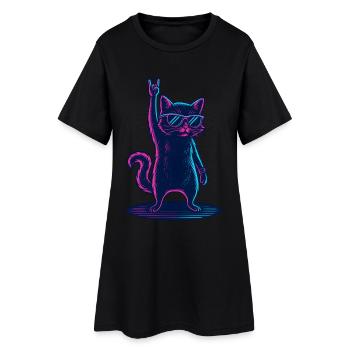 Fête du chat berçant avec des lunettes de soleil - Robe T-shirt Femme - noir - Devant
