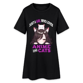 Juste une fille qui aime l’anime et les chats Manga Katzen - Robe T-shirt Femme - noir - Devant