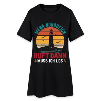NORTH SEA HOLIDAY WHEN NORDDEICH CALLS I HAVE TO GO - Women’s T-Shirt Dress - black - Front