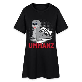 Insel Ummanz MOIN UMMANZ Ostsee Urlaub Lustig - Frauen T-Shirt-Kleid - Schwarz - Vorne