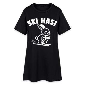 Ski bunny sur ski – Sports d’hiver rétro - Robe T-shirt Femme - noir - Devant