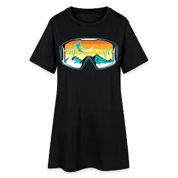 Skifahrer Brille - Frauen T-Shirt-Kleid - Schwarz - Vorne