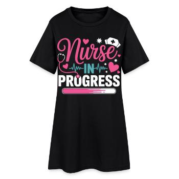 Nurse In Progress Pink Blue - Women’s T-Shirt Dress - black - Front