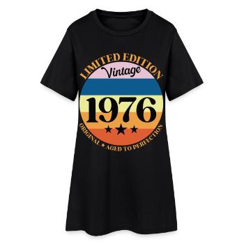 1976 Vintage Geburtstagsgeschenk 76 - Frauen T-Shirt-Kleid - Schwarz - Vorne
