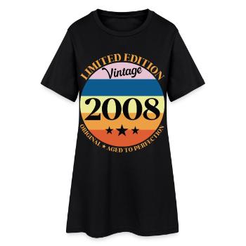 2008 Vintage-Geburtstagsgeschenk - Frauen T-Shirt-Kleid - Schwarz - Vorne
