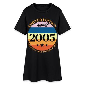 Geburtstagsgeschenk 2005 - Frauen T-Shirt-Kleid - Schwarz - Vorne