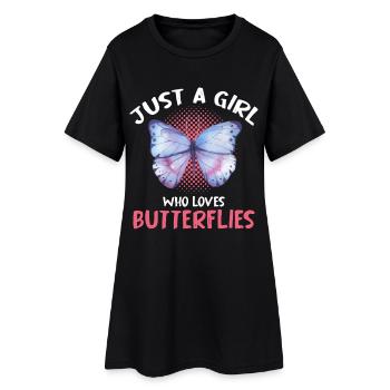 Une seule fille aime les papillons - Robe T-shirt Femme - noir - Devant