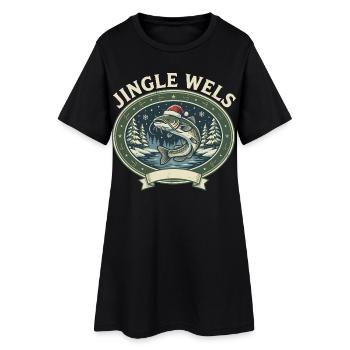Noël de pêche au poisson-chat - Le cadeau amusant ! - Robe T-shirt Femme - noir - Devant