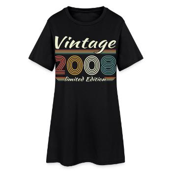 Cadeau d’anniversaire rétro vintage 2008 - Robe T-shirt Femme - noir - Devant
