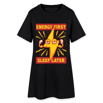 Boisson énergisante : Premier sommeil - Robe T-shirt Femme - noir - Devant