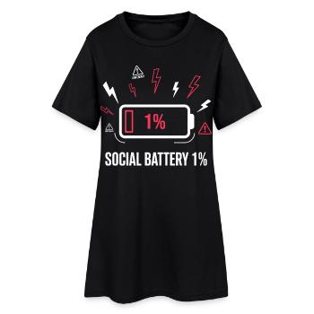 Batterie sociale 1 % Akku - Robe T-shirt Femme - noir - Devant