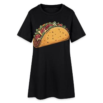 Cartoon Taco Fiesta - Women’s T-Shirt Dress - black - Front