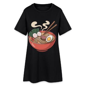 Ramen bowl, nouilles et œufs - Robe T-shirt Femme - noir - Devant