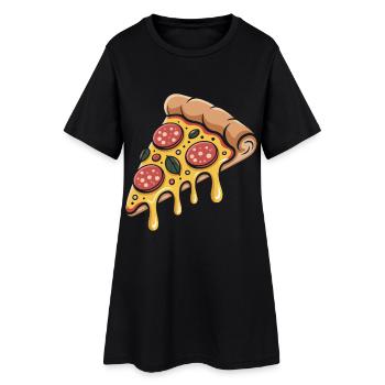 Pizza Handslice de dessins animés - Robe T-shirt Femme - noir - Devant