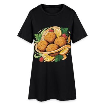 Croquettes croustillantes avec une note d’agrumes - Robe T-shirt Femme - noir - Devant