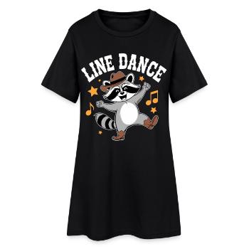Line Dance Waschbär Groove - Frauen T-Shirt-Kleid - Schwarz - Vorne