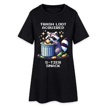 Déchets de butin | Snack de raton laveur - Robe T-shirt Femme - noir - Devant