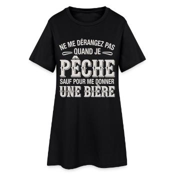 Ne Me Dérangez Pas Quand Je Pêche Sauf Pour Bière - Robe T-shirt Femme - noir - Devant